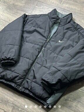 Nike Black Quilted Puffer Jacket with Swoosh